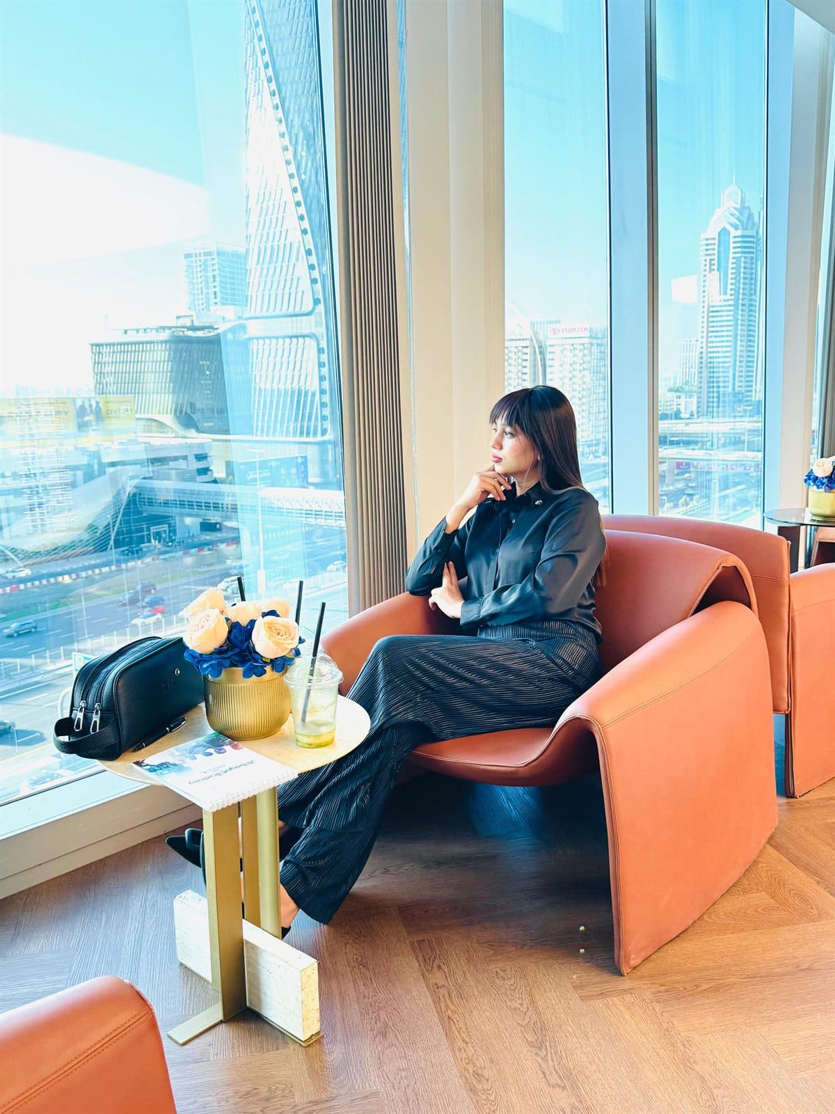 Ann Fernando overlooking the Dubai skyline